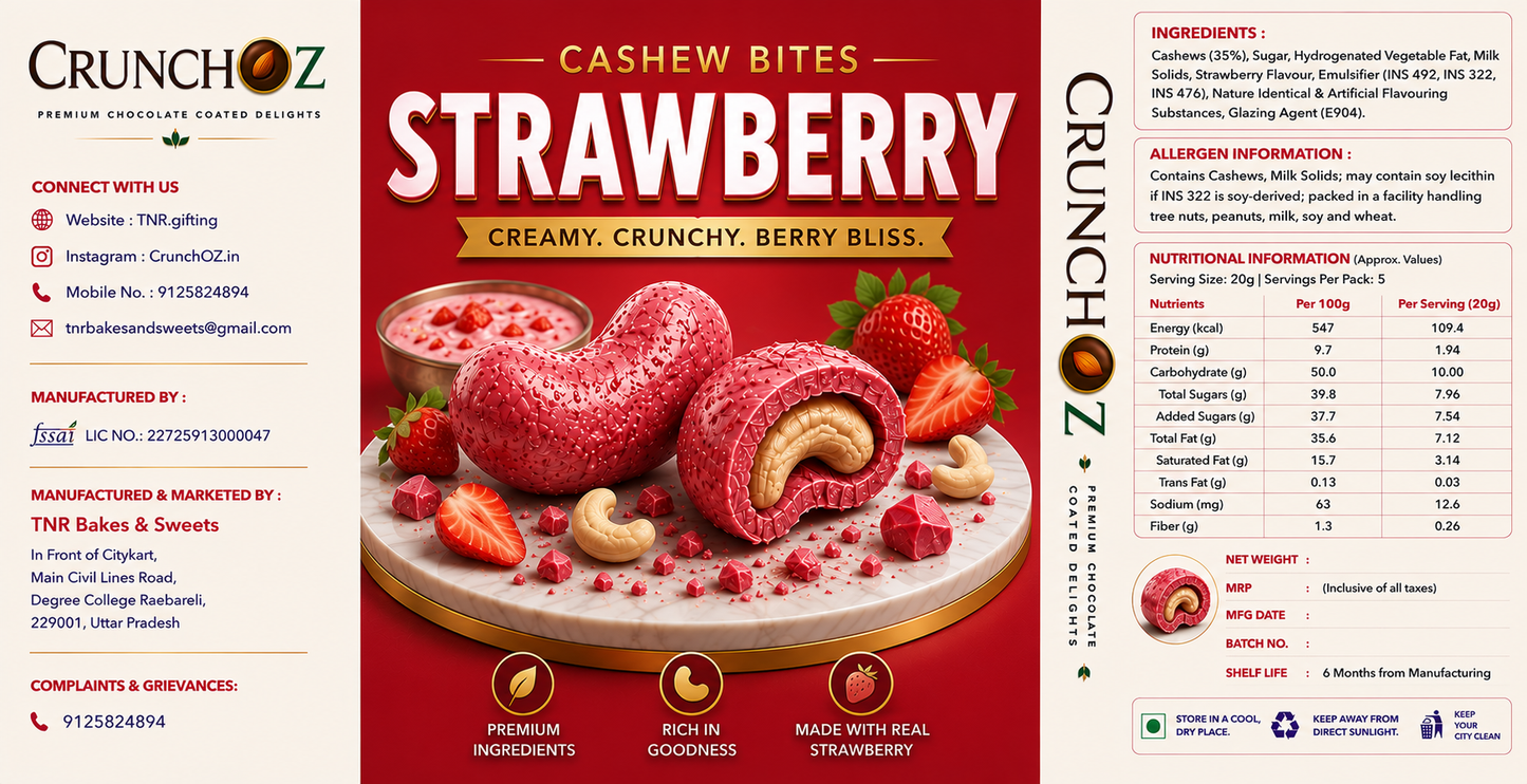 CrunchOz Strawberry Cashew bites