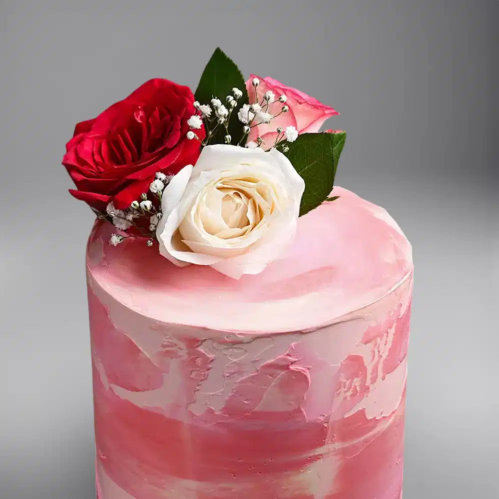 Floral Ombre Pink Wedding Cake