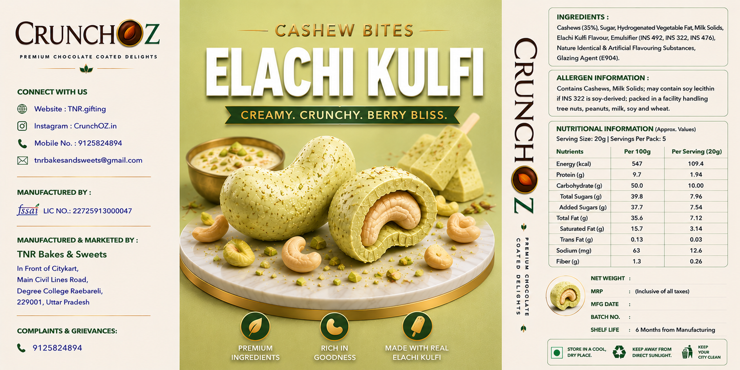 CrunchOz Elachi Kulfi Cashew bites