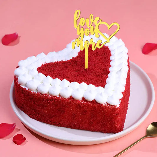 Red Velvet Heart Cake With Love Topper