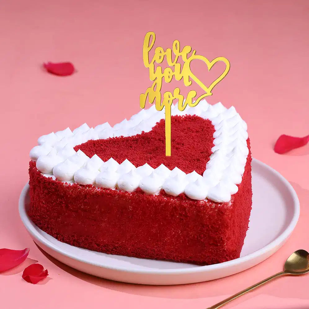 Red Velvet Heart Cake With Love Topper