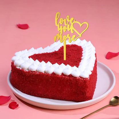 Red Velvet Heart Cake With Love Topper