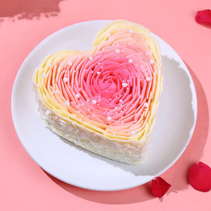 Rosy Petals Heart Cake