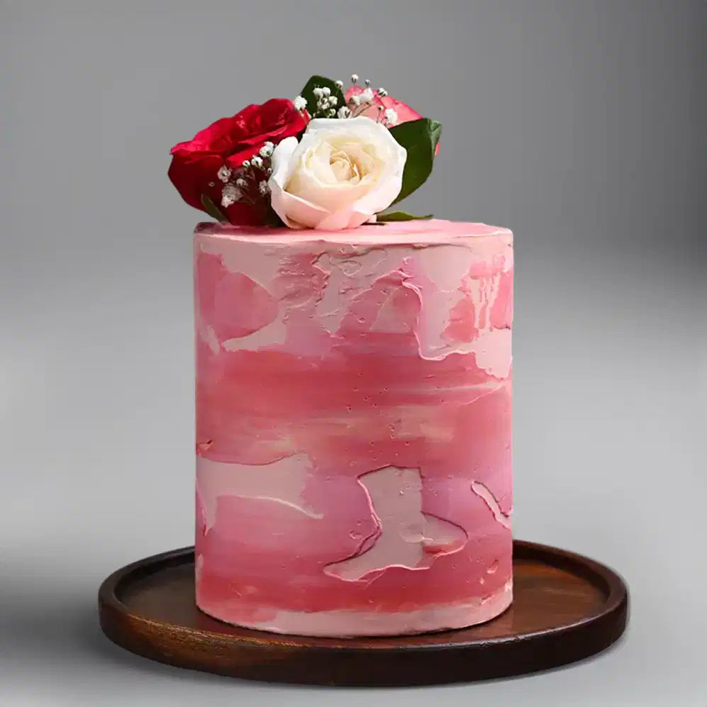 Floral Ombre Pink Wedding Cake
